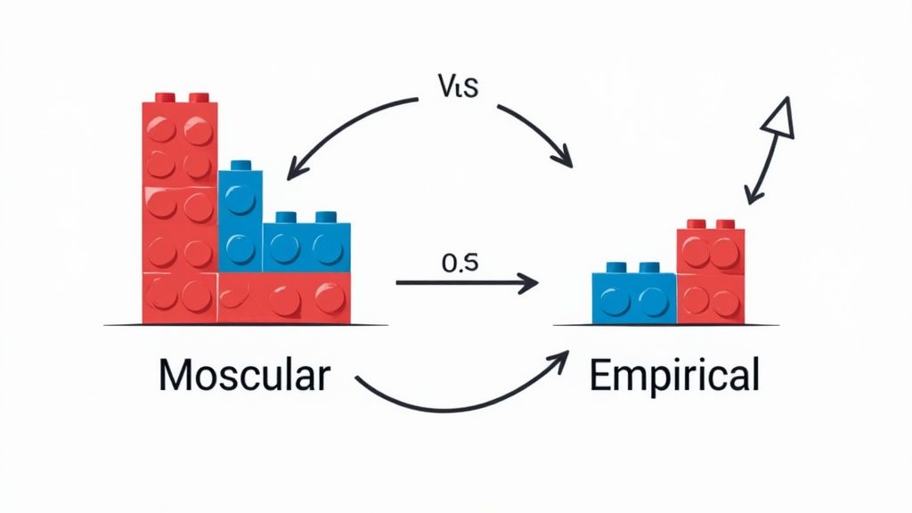 A simple diagram illustrating the ratio concept of an empirical formula versus the total count of a molecular formula.