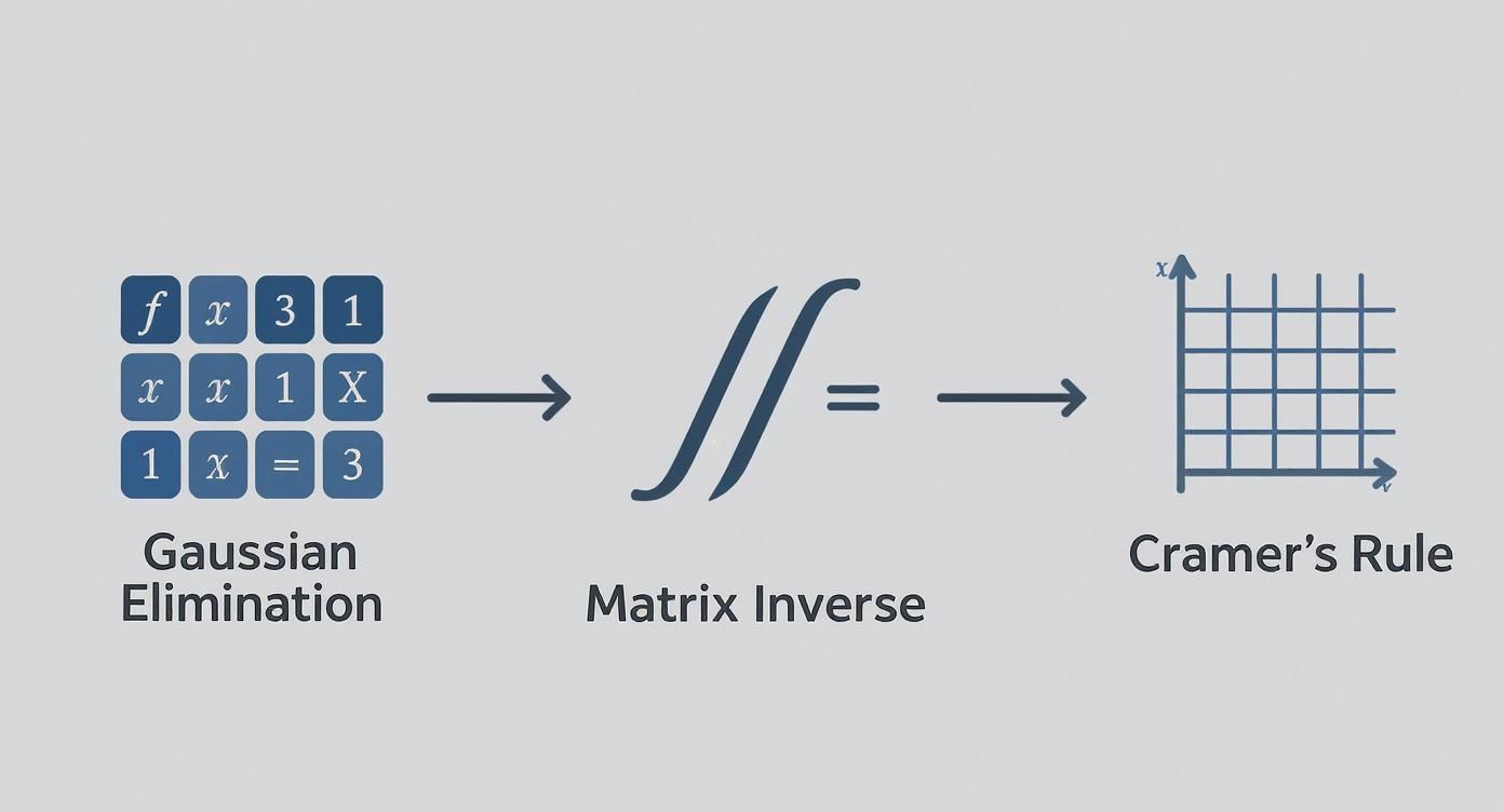 Infographic about how to solve matrix equations
