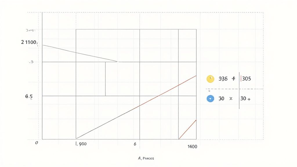 A grid-based line graph displaying multiple data series, numerical axes, and a legend with icons and values.