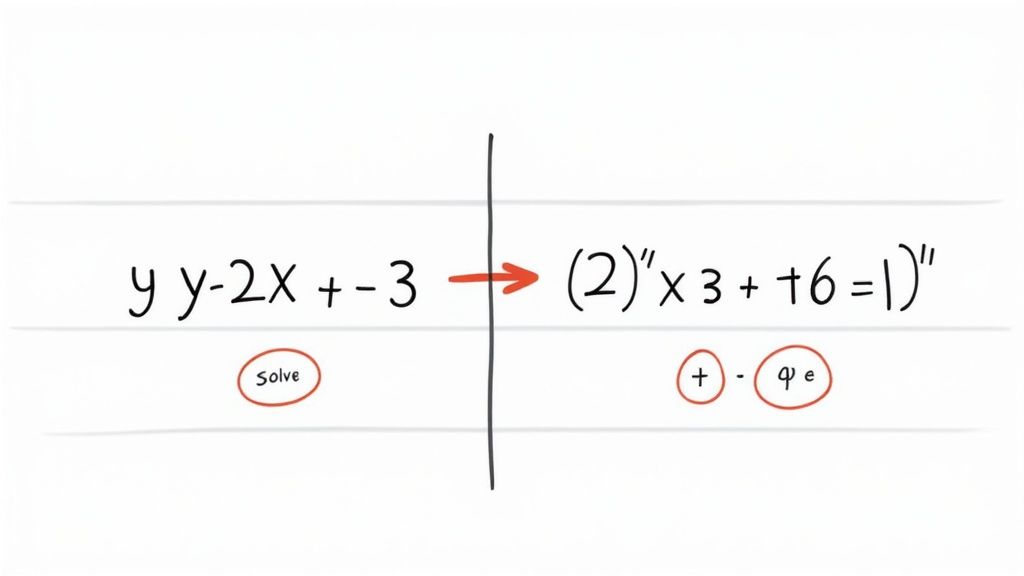 A Khan Academy screenshot showing a system of equations solved by substitution.