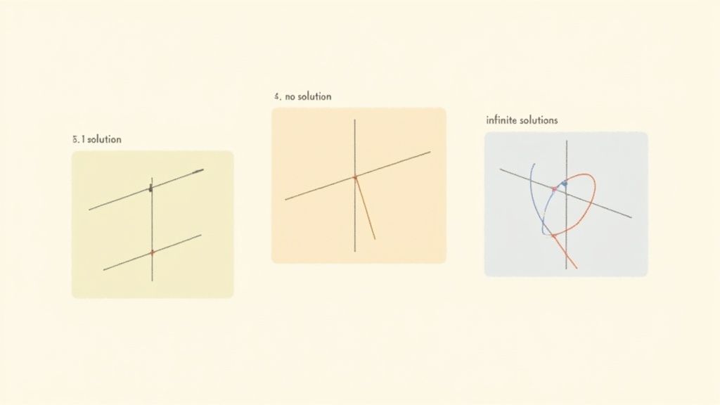 A person writing mathematical formulas on a transparent board, illustrating how to solve a system of equations.