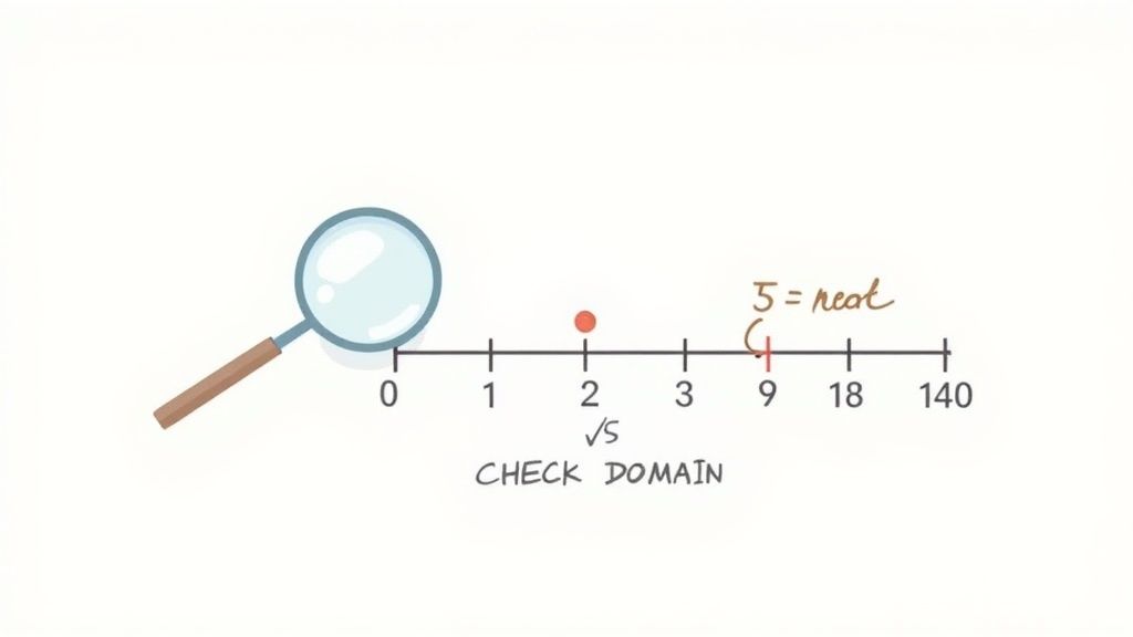 A magnifying glass hovering over a mathematical equation, symbolizing the process of checking for errors.