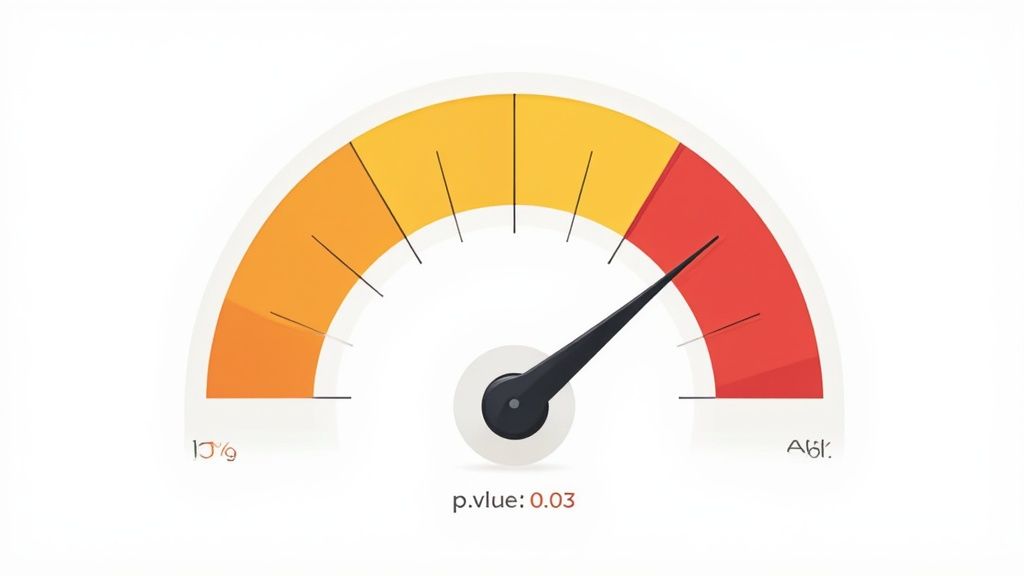 Graph showing a p-value distribution curve, illustrating statistical significance.