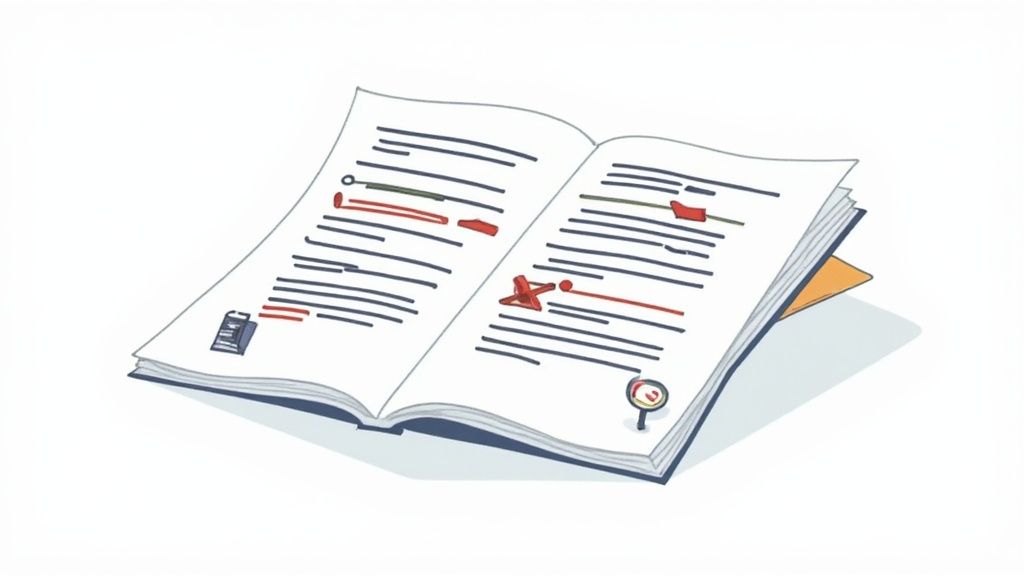 A person looking at a blueprint on a wooden table, symbolizing planning before reading.