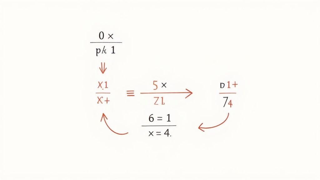 Person using a calculator and pen on paper with graphs, demonstrating the elimination method for solving systems of equations.