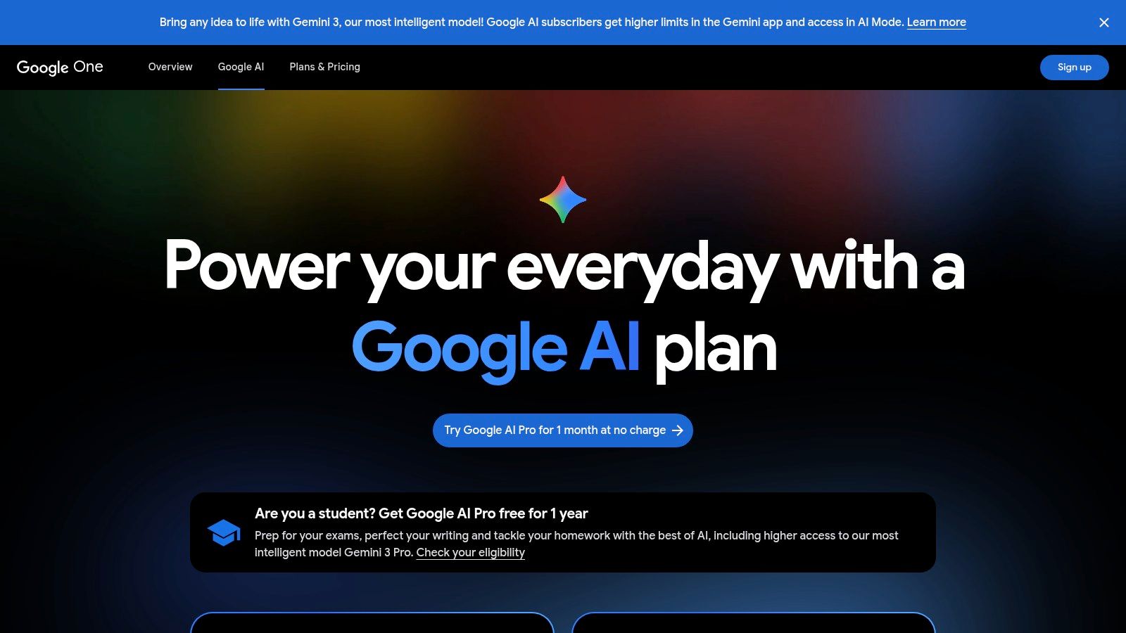 Google — Gemini plans (AI Pro and AI Ultra via Google One)