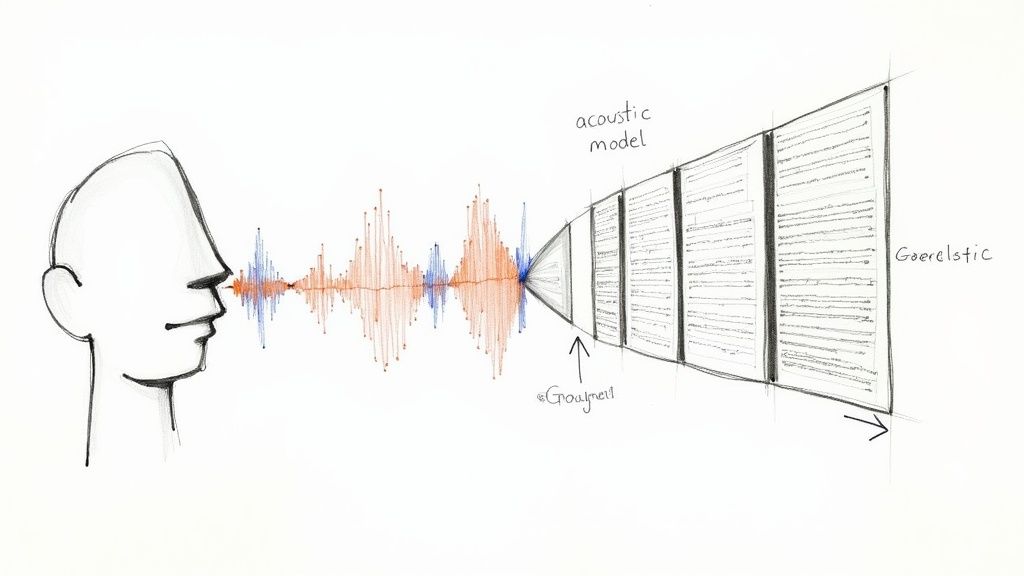 Vintage computer system representing early speech recognition technology