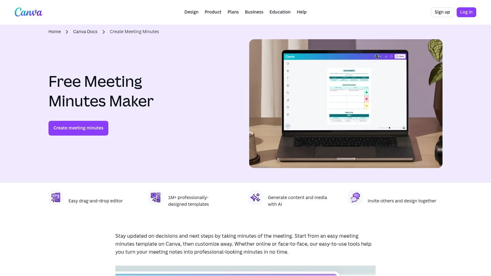 Canva (Meeting Minutes in Canva Docs)