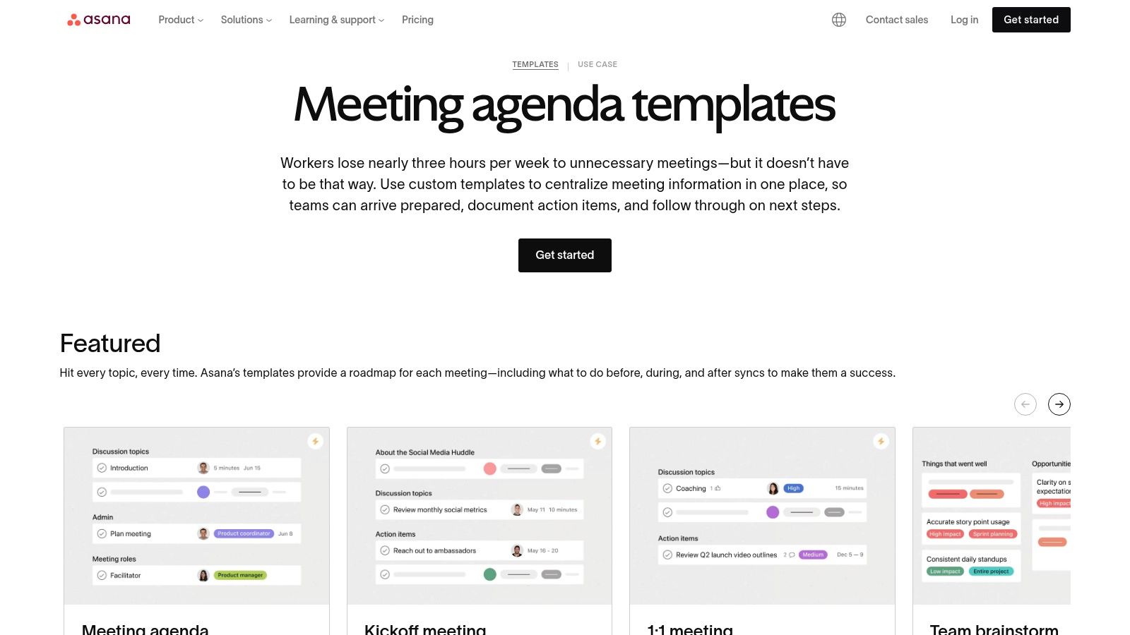 Asana (Meeting agenda/notes templates)