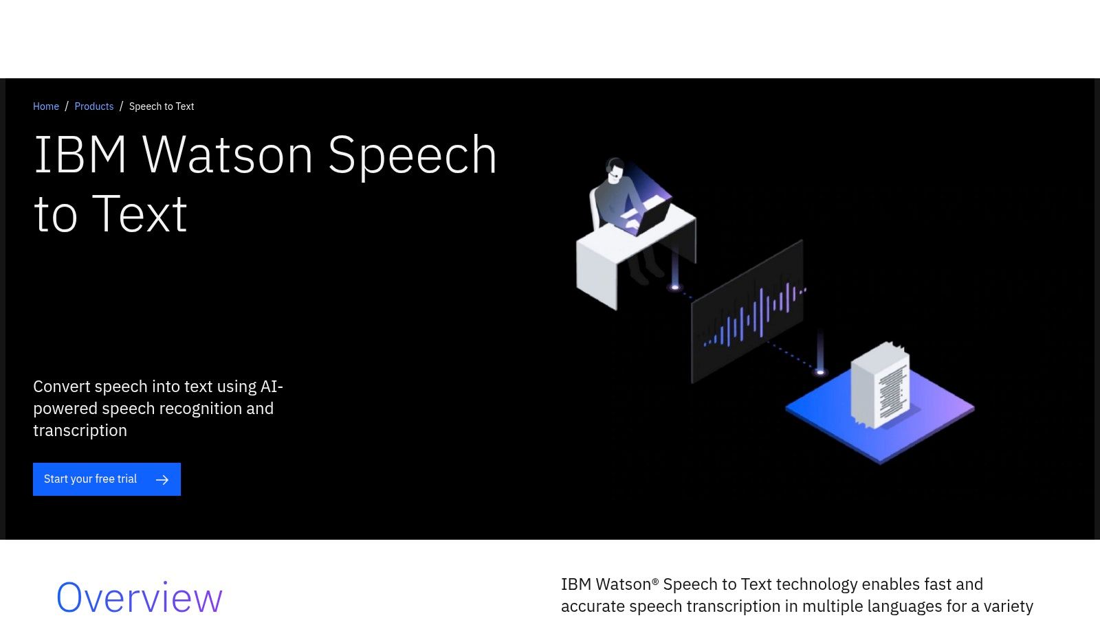 IBM Watson Speech to Text screenshot