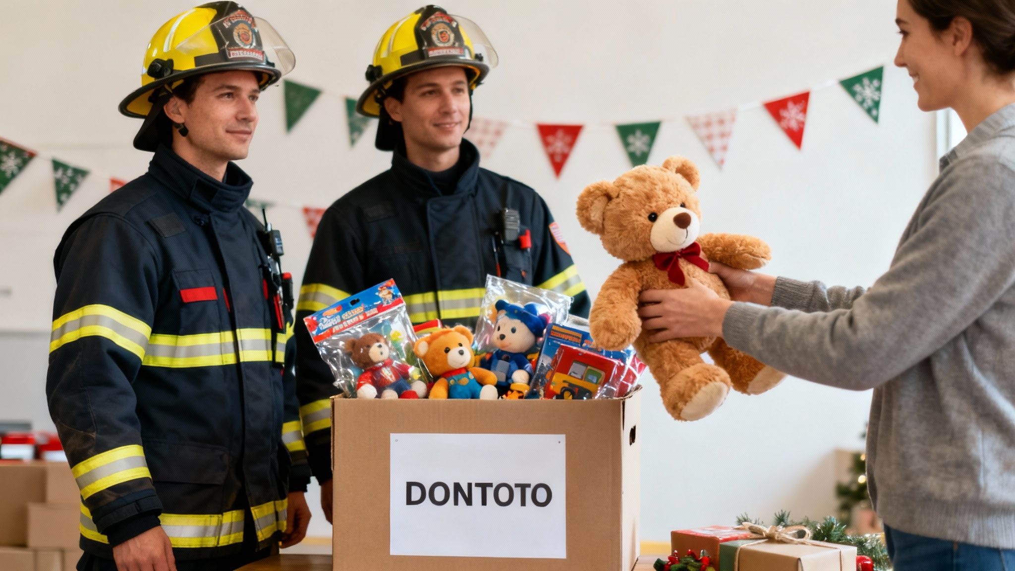 A volunteer collecting toys at a previous Ottawa Santa Claus Parade.
