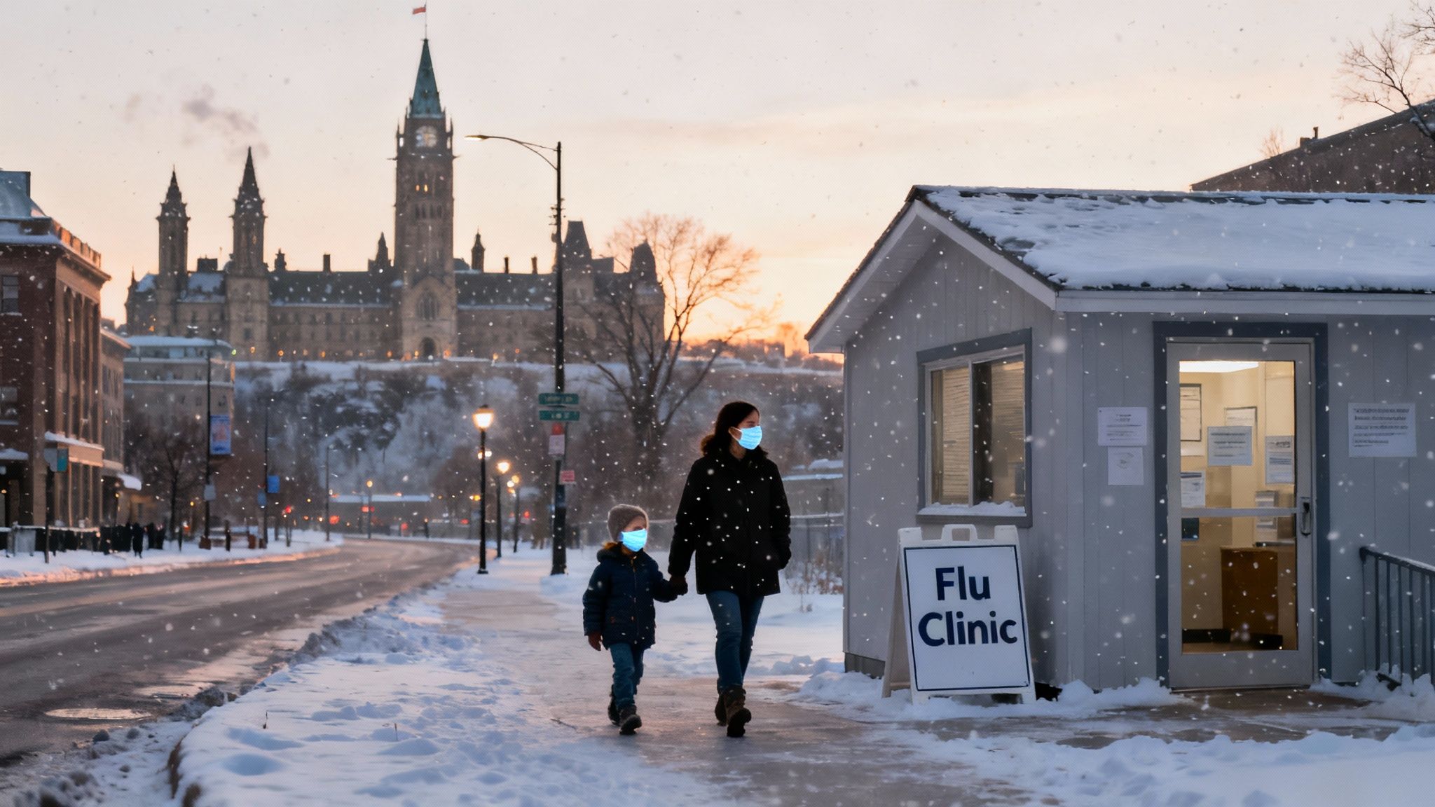 A person receiving a flu shot in a clinical setting, symbolizing proactive health measures for the Ottawa flu season.