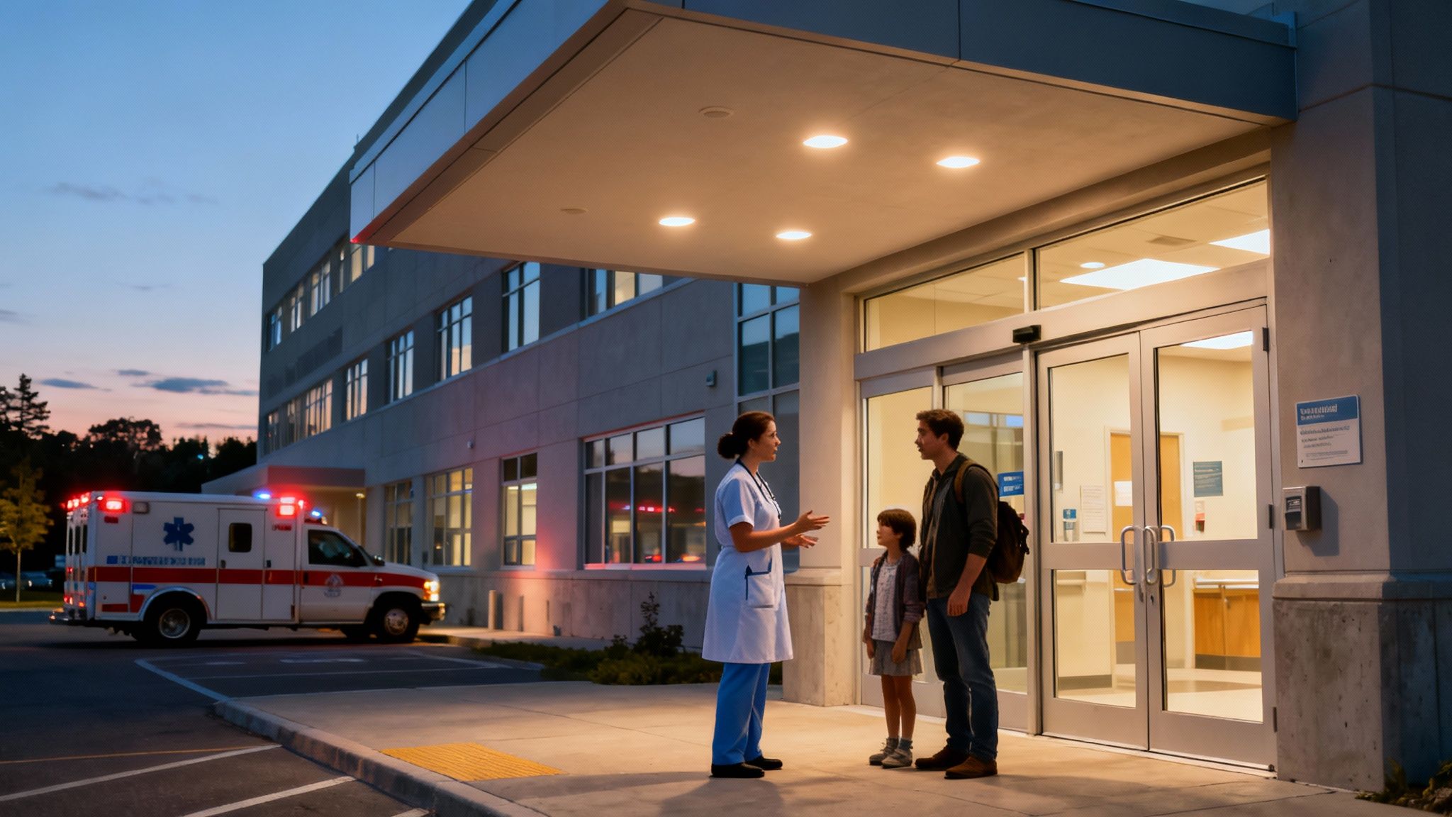 An Ottawa hospital hallway, illustrating the healthcare system under pressure during the flu season.