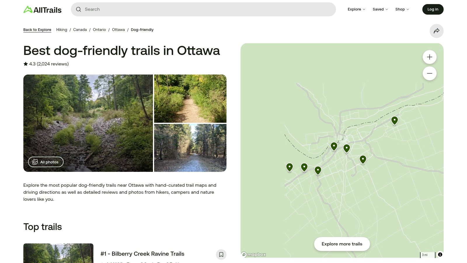AllTrails – Dog‑friendly trails in Ottawa