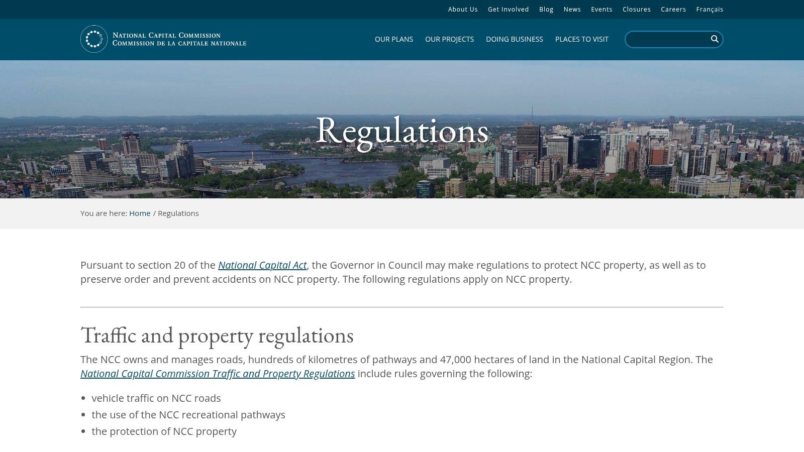 National Capital Commission (NCC) – Animal Regulations and official off‑leash sites