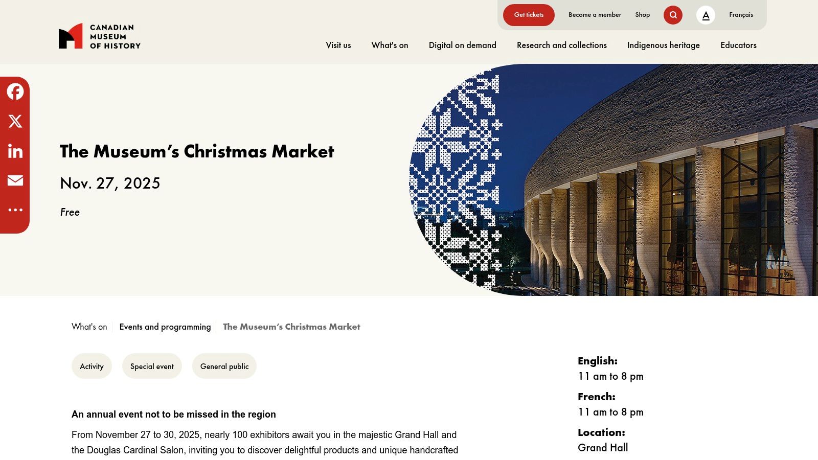 Museum’s Christmas Market (Canadian Museum of History)