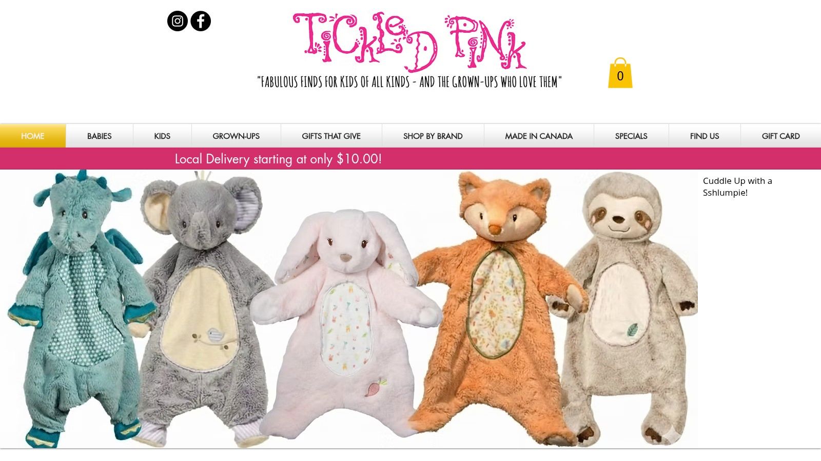 A colourful display of plush toys inside the Tickled Pink gift shop in Ottawa.