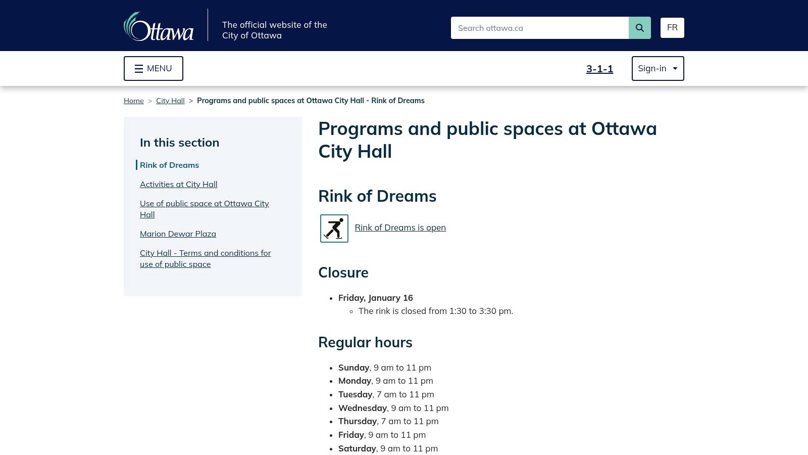 Rink of Dreams (Ottawa City Hall)