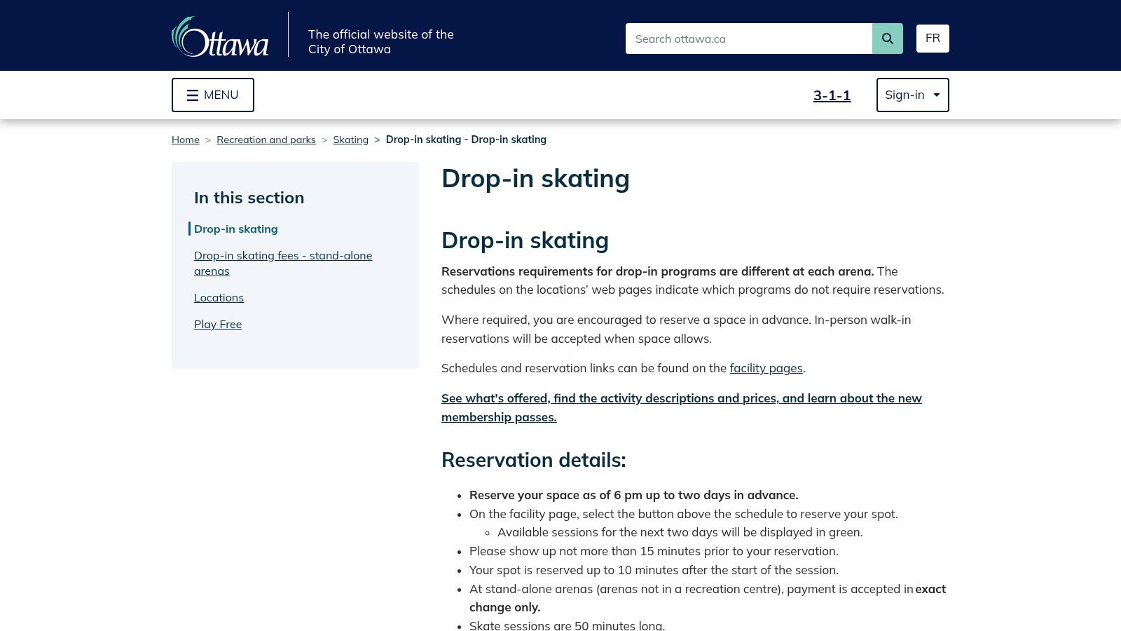 City of Ottawa – Skating