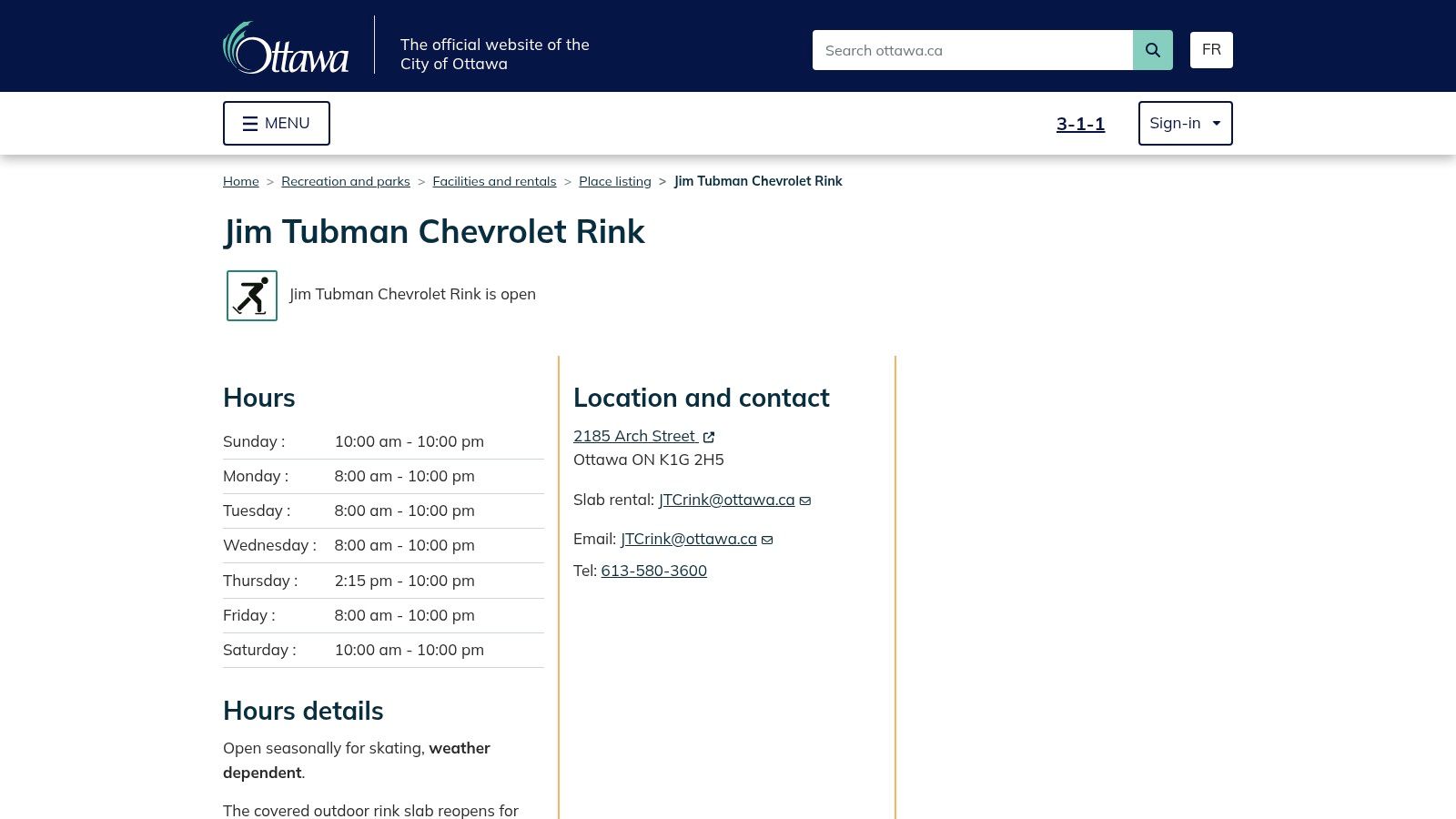 Jim Tubman Chevrolet Rink (Alta Vista/Canterbury)