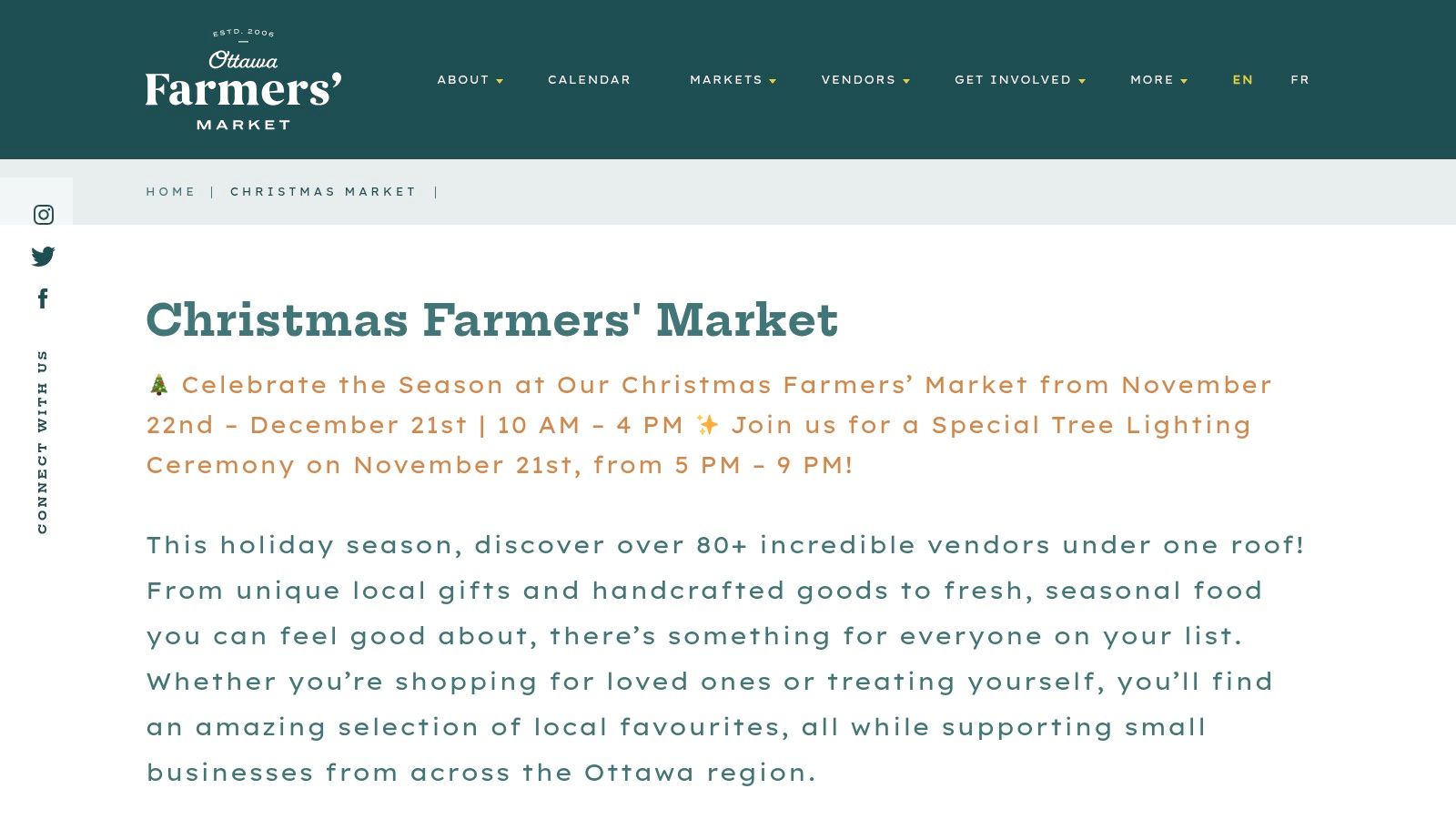Ottawa Farmers’ Market – Christmas Market