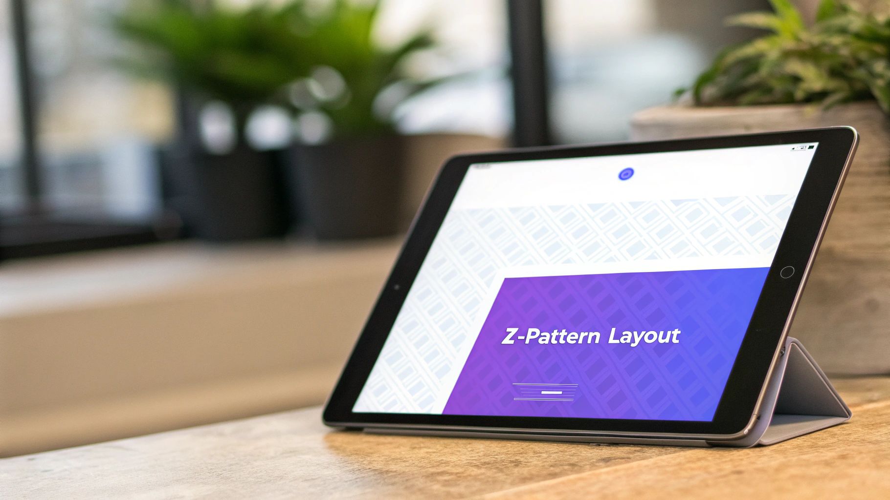 Z-Pattern Layout showing the path the eye follows: top-left to top-right, diagonally to bottom-left, and then horizontally to bottom-right.