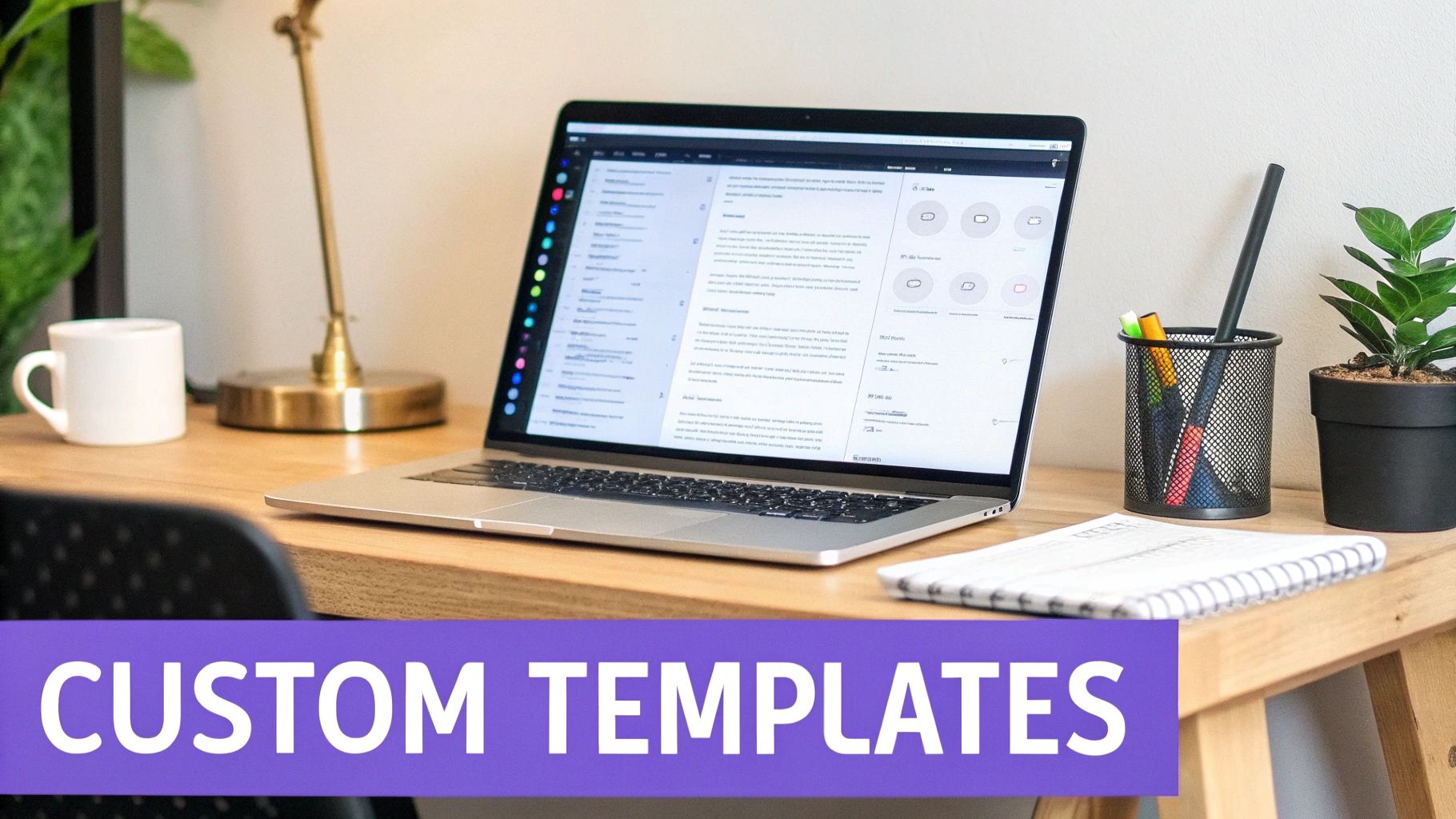 A designer looking at a website template layout on a large screen