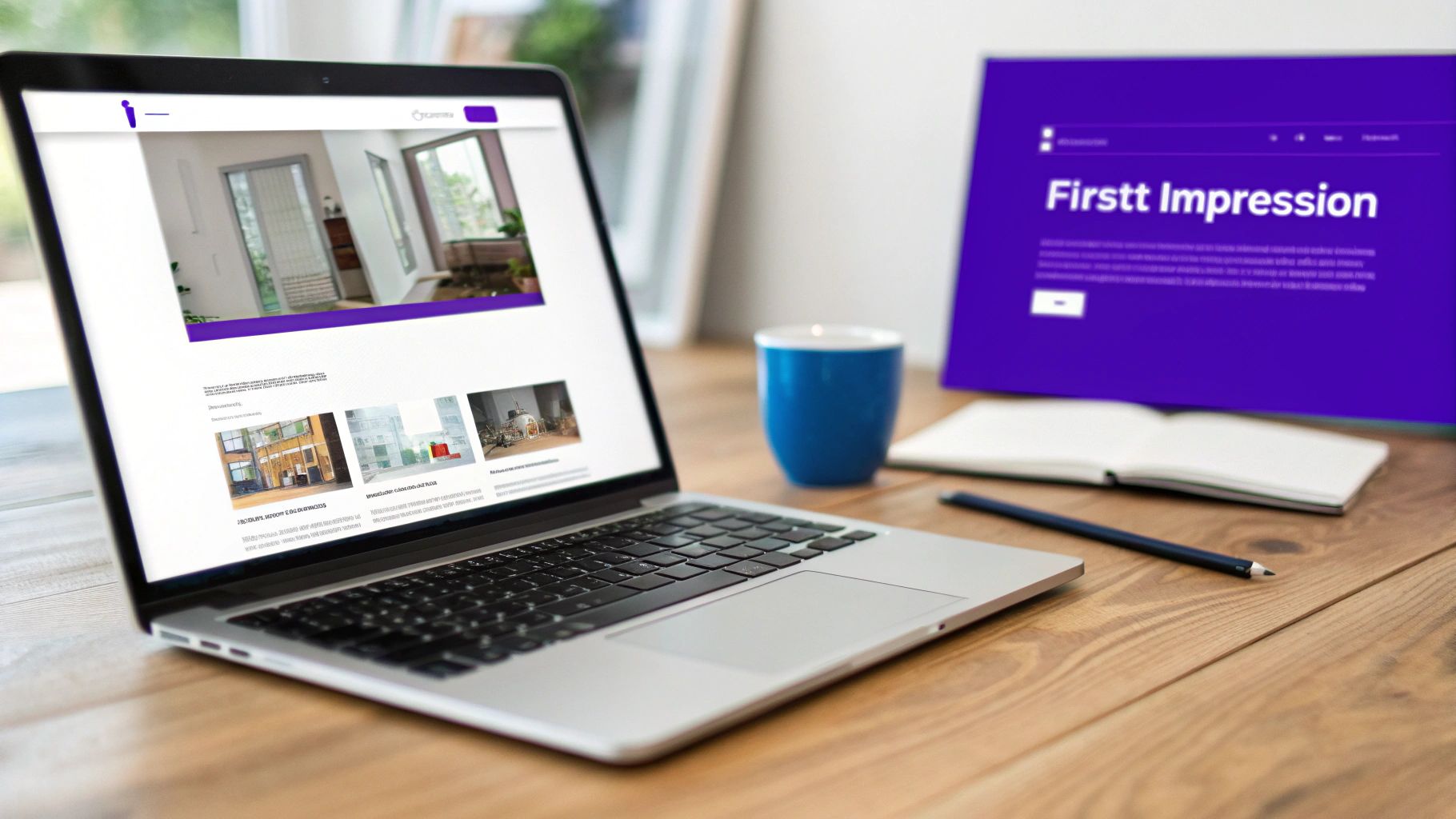 A visually appealing and clean website header design showing a logo, navigation links, and a call-to-action button.
