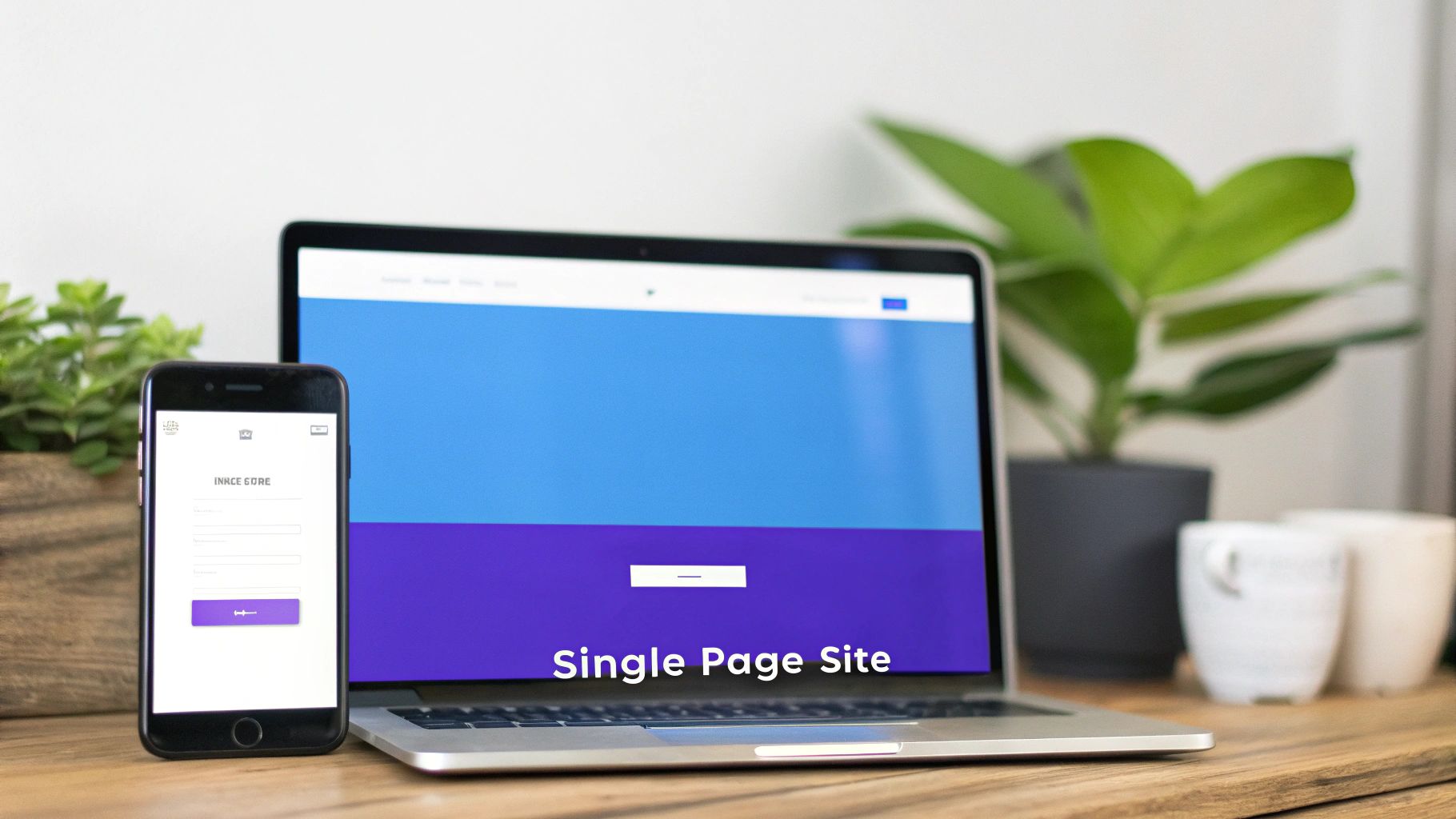 A scale balancing two objects, representing the pros and cons of a single page website.