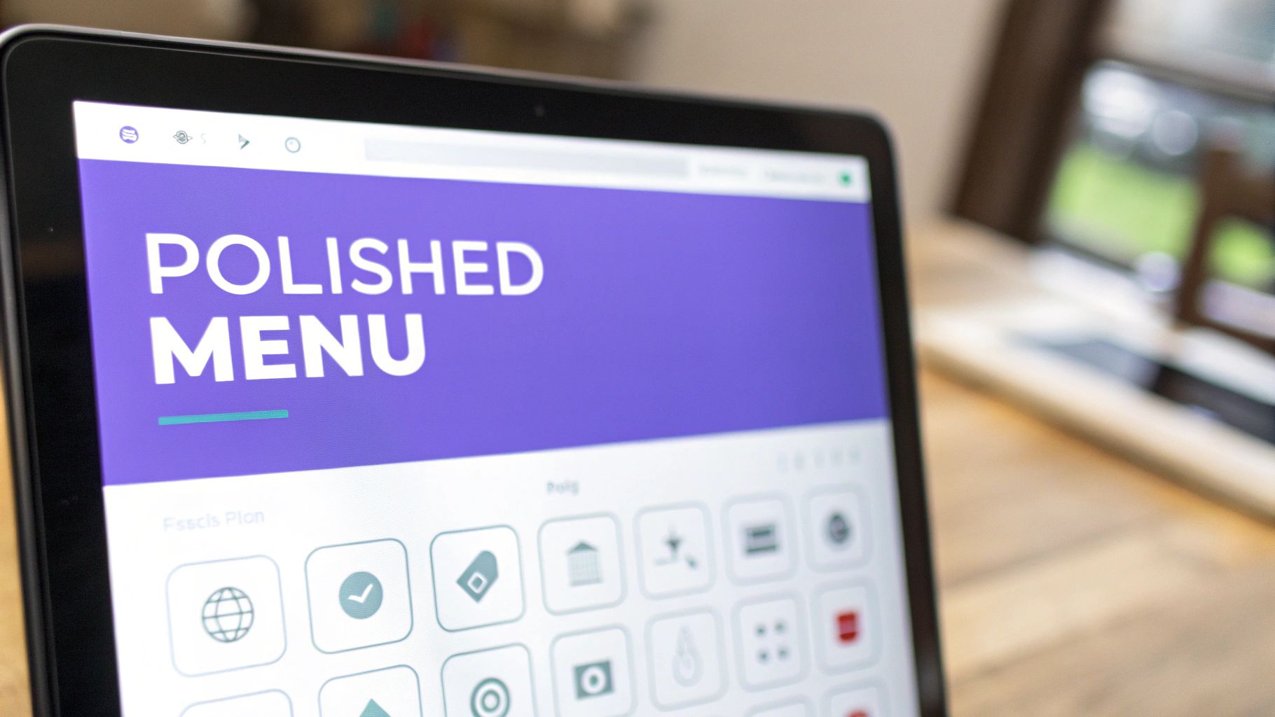 Woman working on a laptop with design elements on the screen.