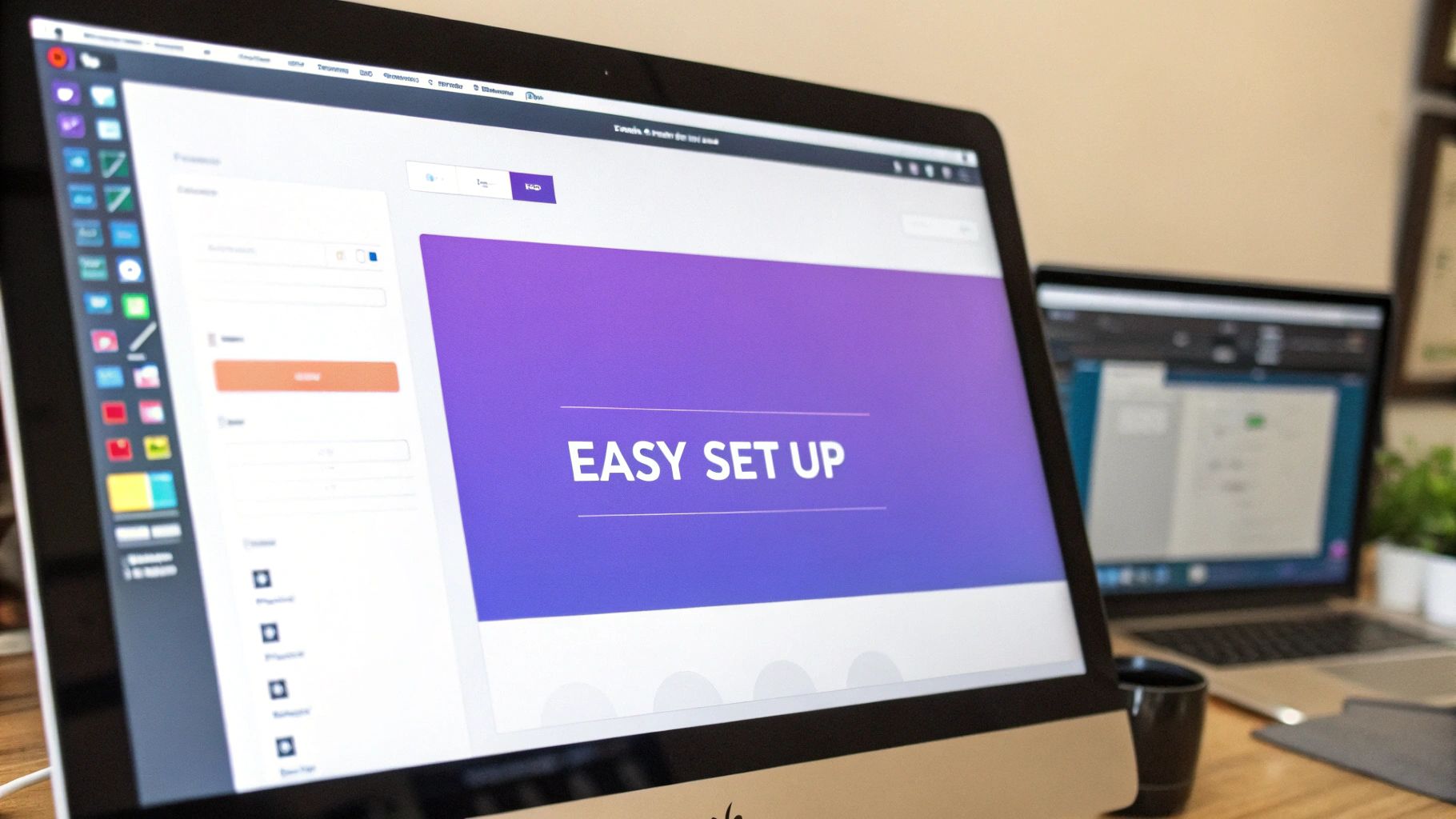 A person working on a laptop with code on the screen, representing the back-end work of setting up dynamic content.