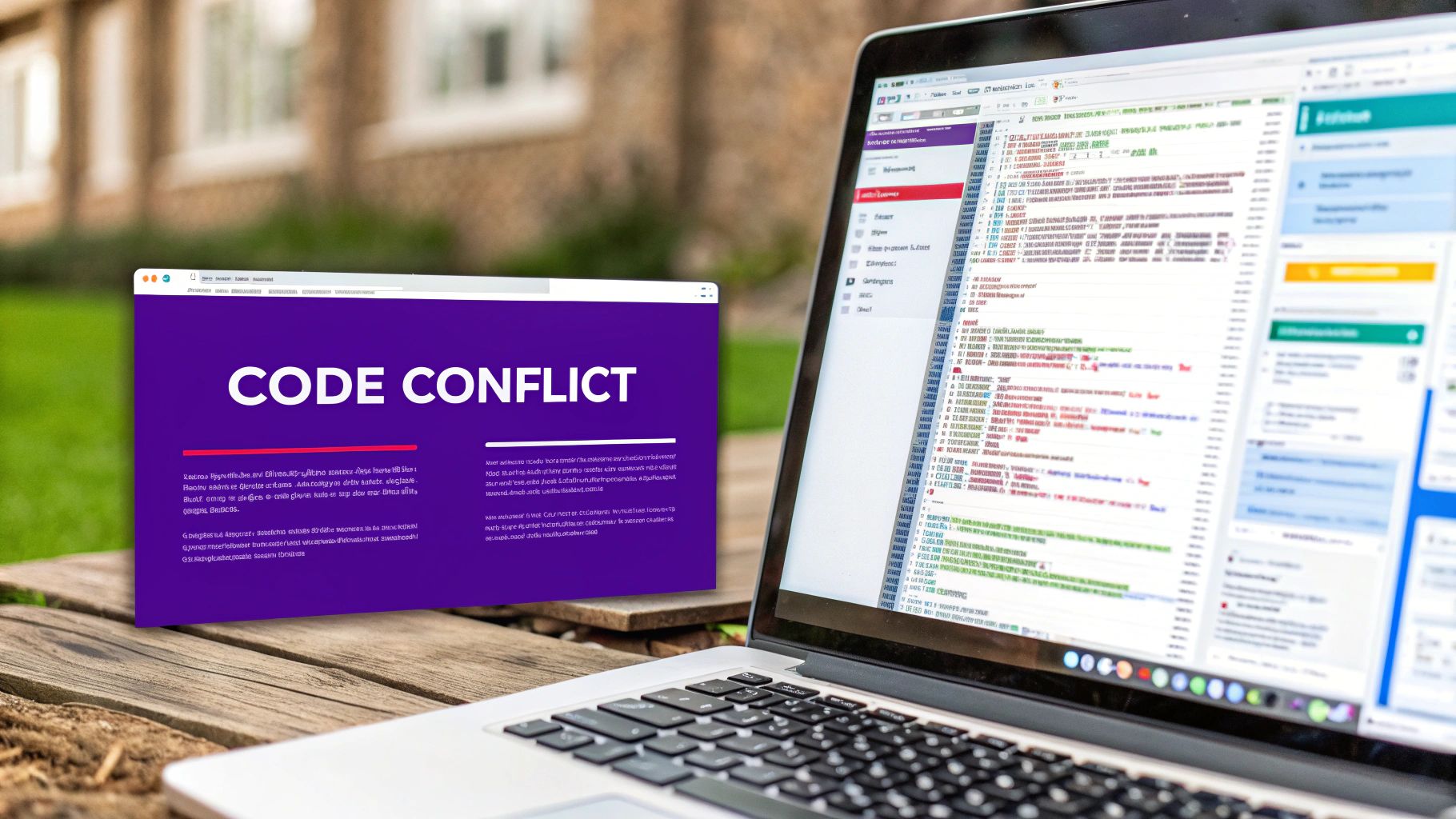 A magnifying glass hovering over lines of computer code on a screen, symbolizing the process of finding errors.