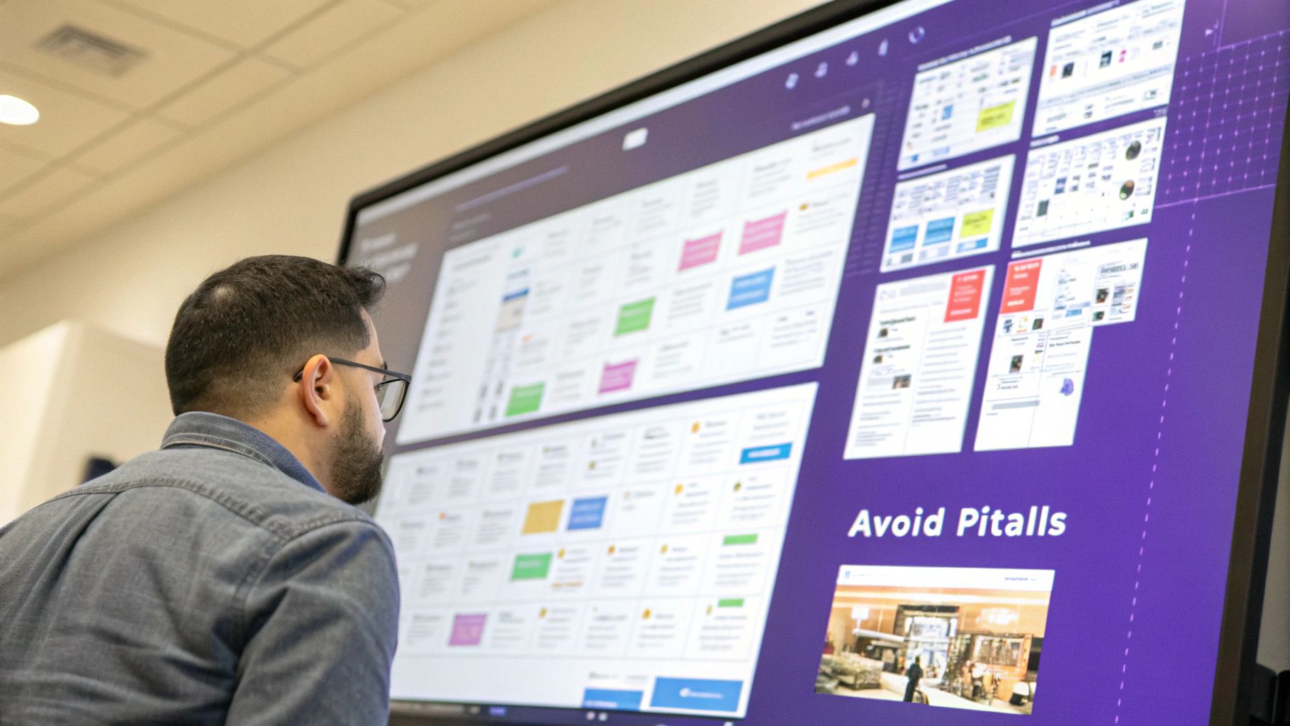 A red 'X' mark drawn over a complex, colorful wireframe, indicating a mistake to avoid.