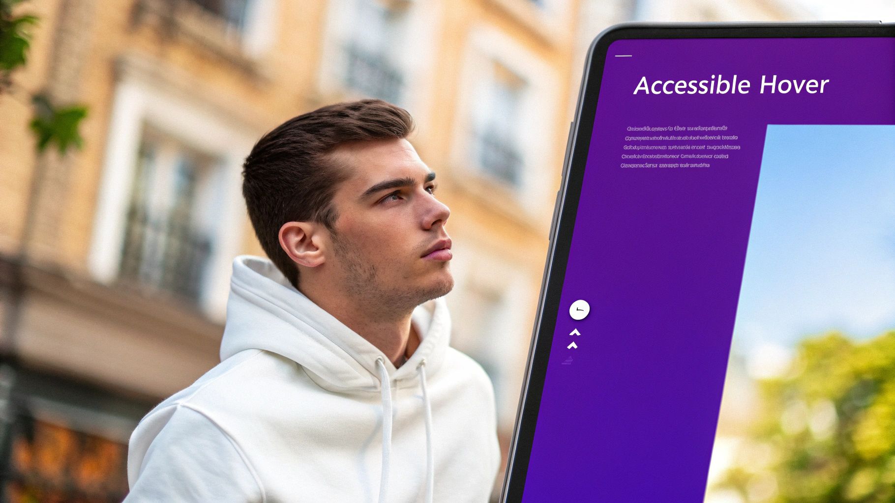 A professional website design showing a subtle, brand-aligned image rollover effect on a portfolio grid.