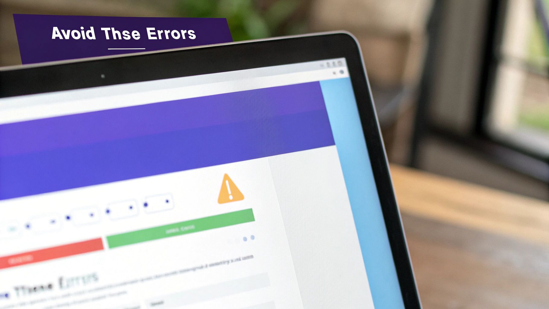 A warning sign icon overlaid on a website design, symbolizing common parallax mistakes to avoid for better user experience.