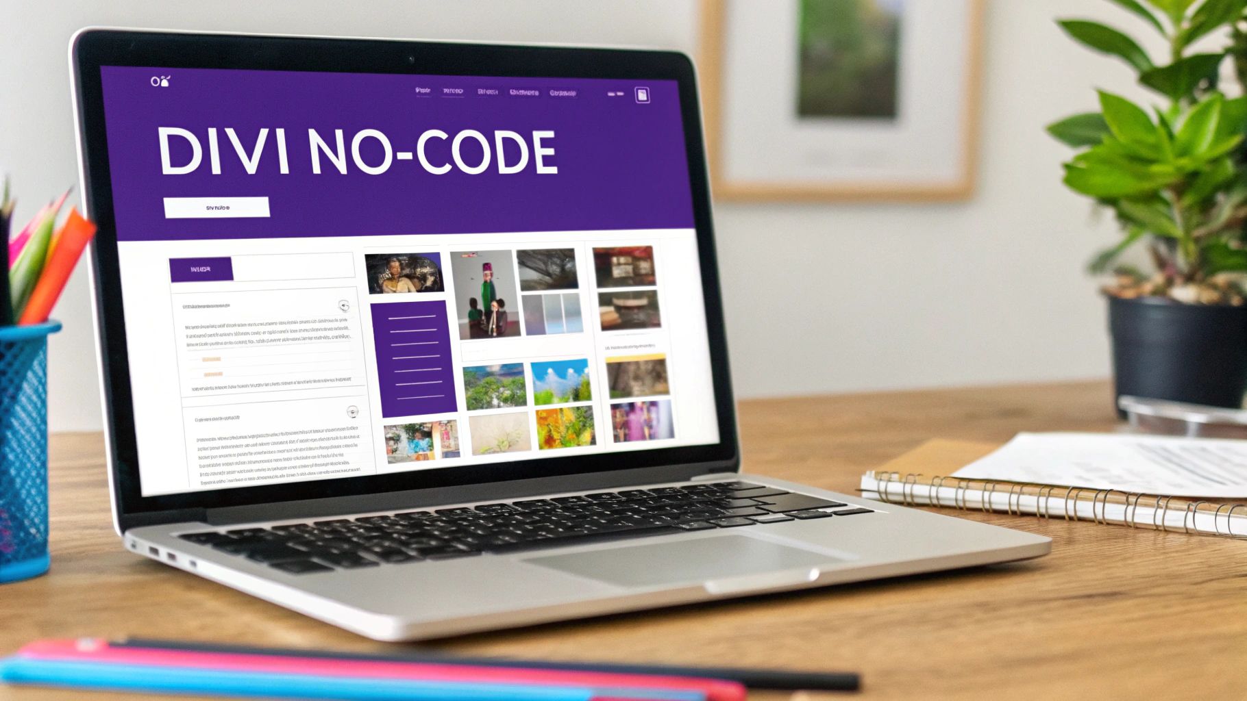 A person using a screen reader on a laptop, with accessibility icons overlaid on the screen.