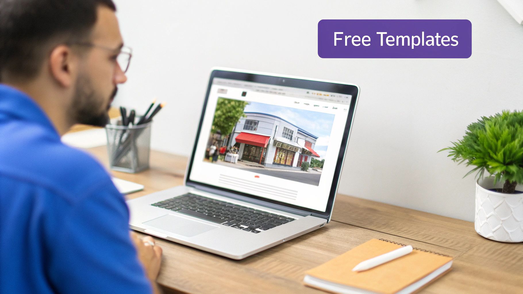 A modern, clean ecommerce website layout displayed on a laptop screen.