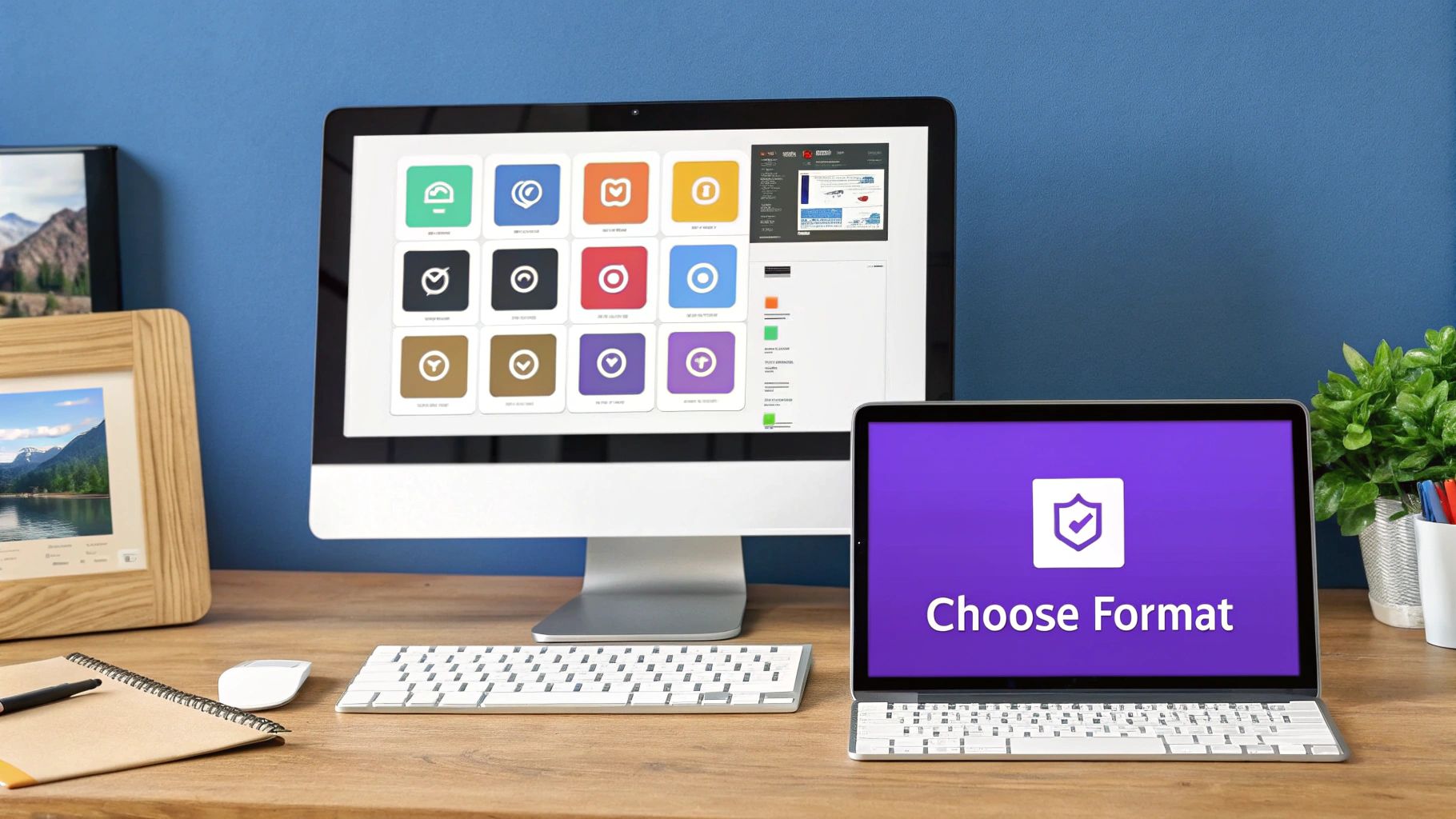 A comparison chart showing different image formats like JPEG, PNG, and WebP on a screen