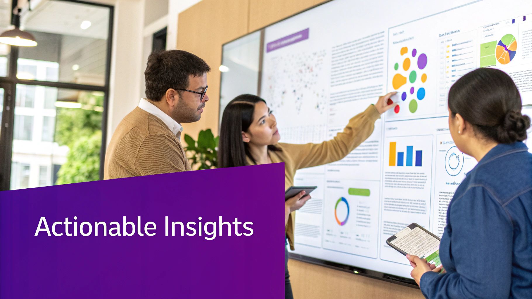 A person analyzing data on a screen with charts and graphs, turning raw information into clear insights.