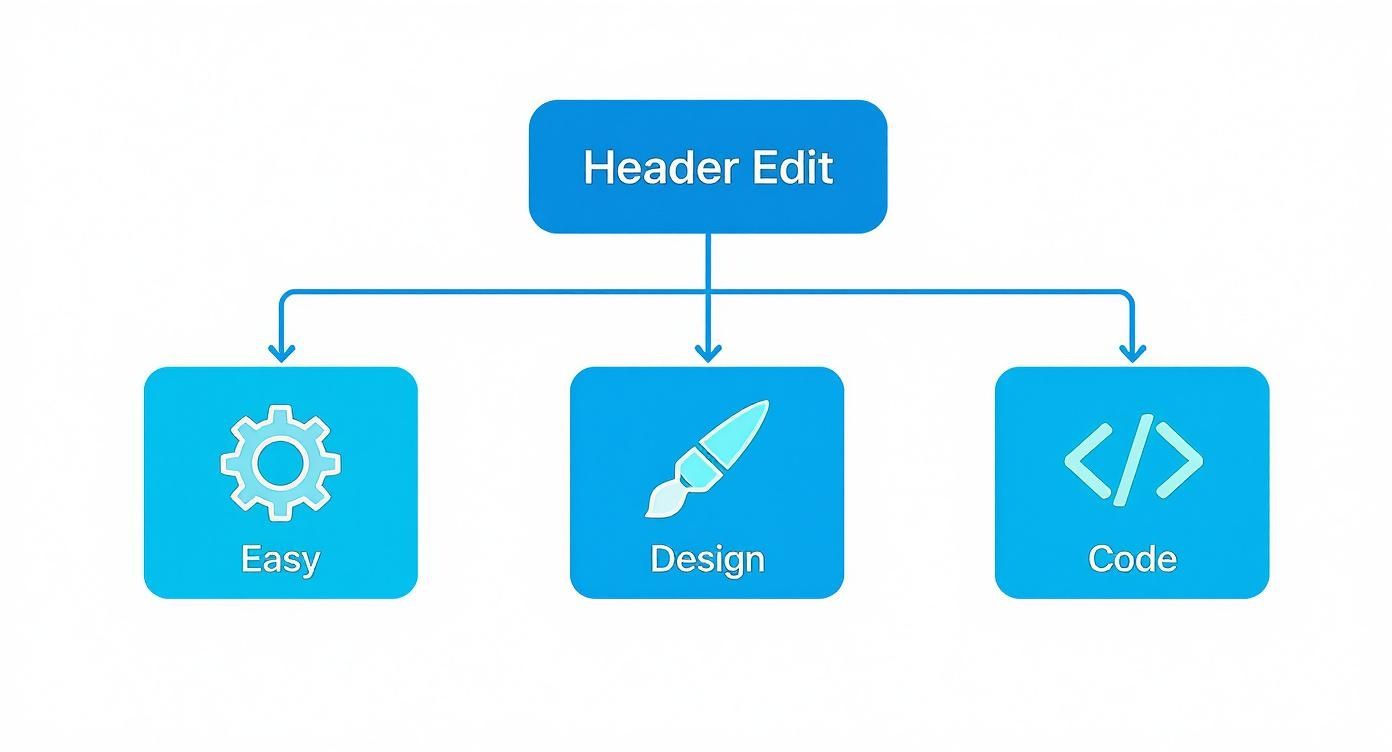Infographic about how to edit wordpress header