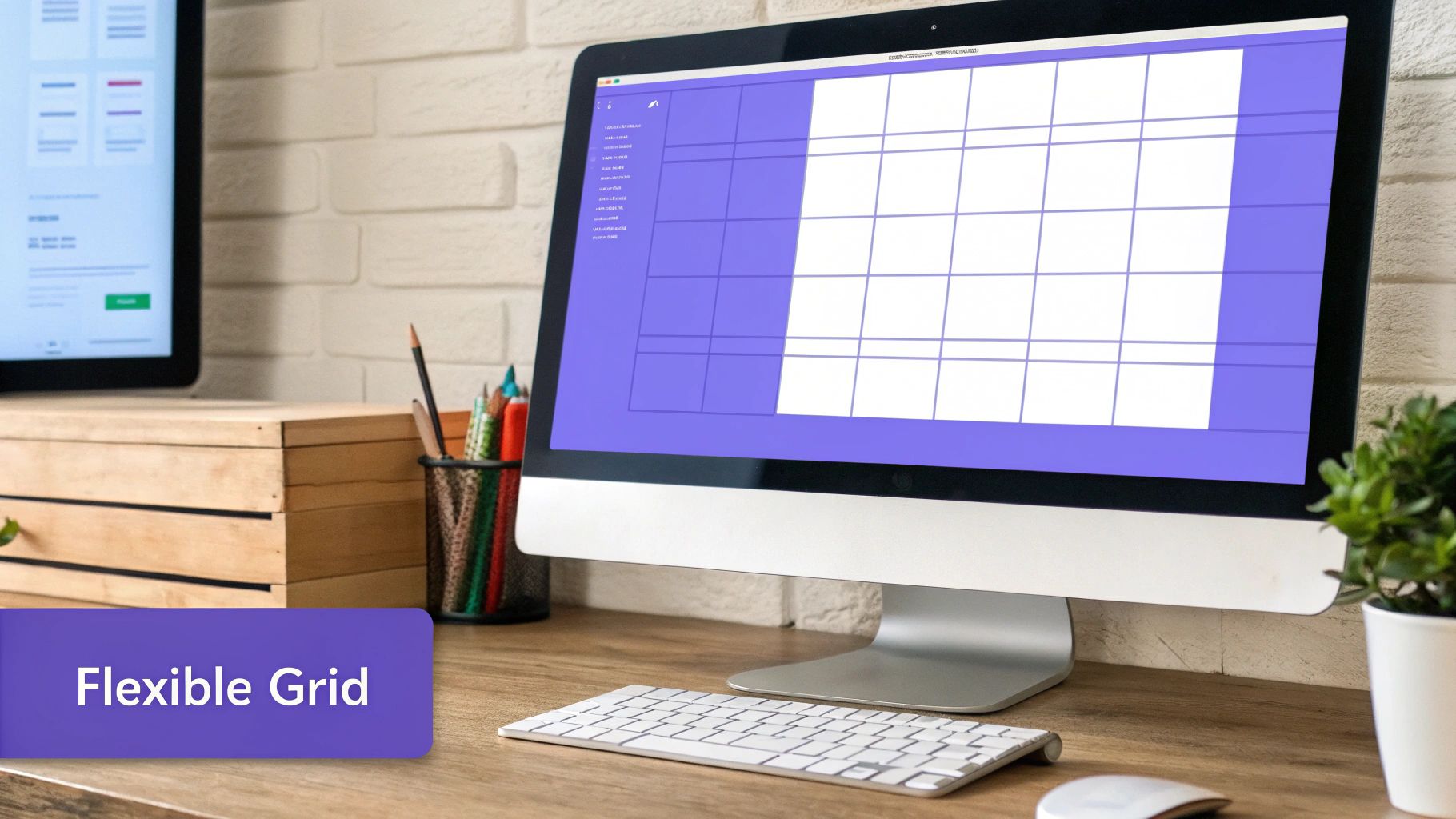 An illustration showing how a flexible grid system adapts content across desktop, tablet, and mobile screens.