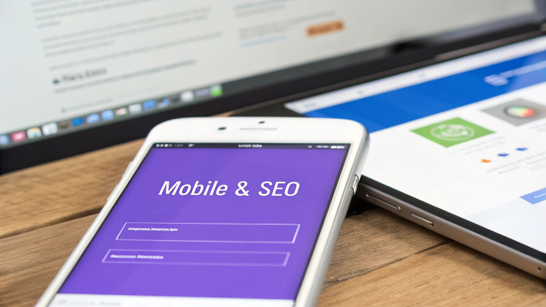 A modern, responsive website displayed across a laptop, tablet, and smartphone screen.