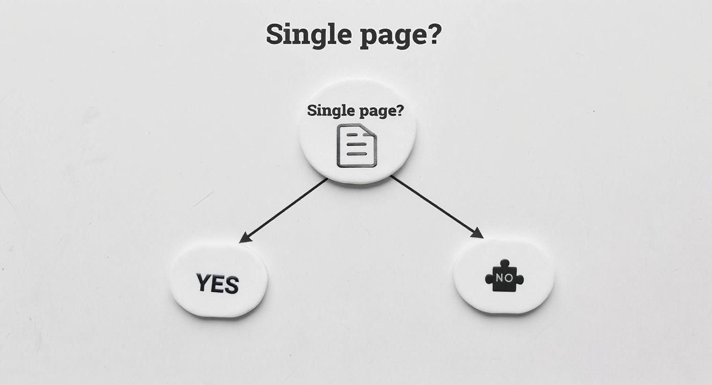 Infographic decision tree for choosing between WordPress's built-in password protection and a plugin.