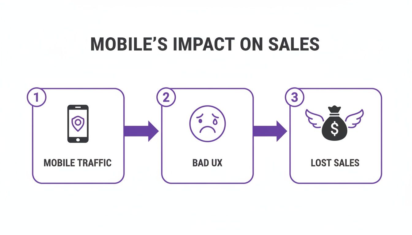 Infographic illustrates how mobile traffic and bad user experience lead to lost sales.