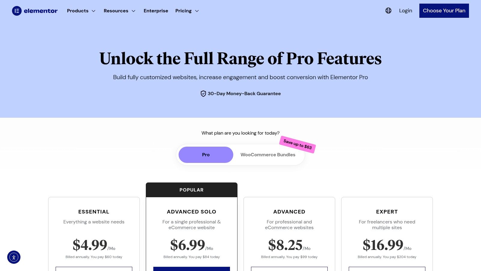 Elementor Pro popup builder interface showing a template