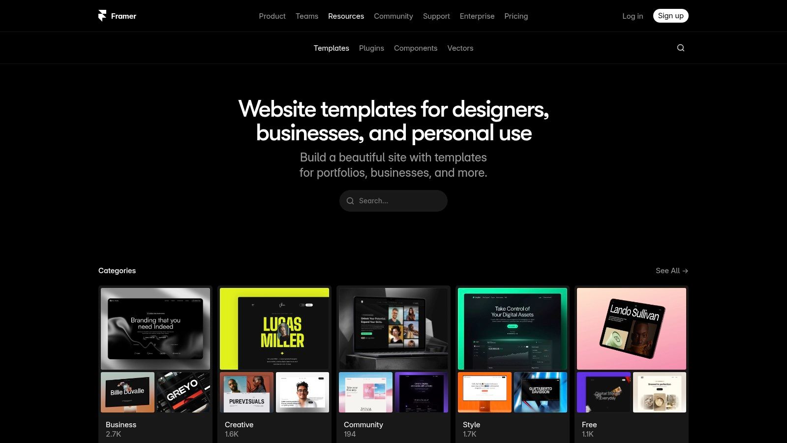 Framer Templates (Framer Marketplace)