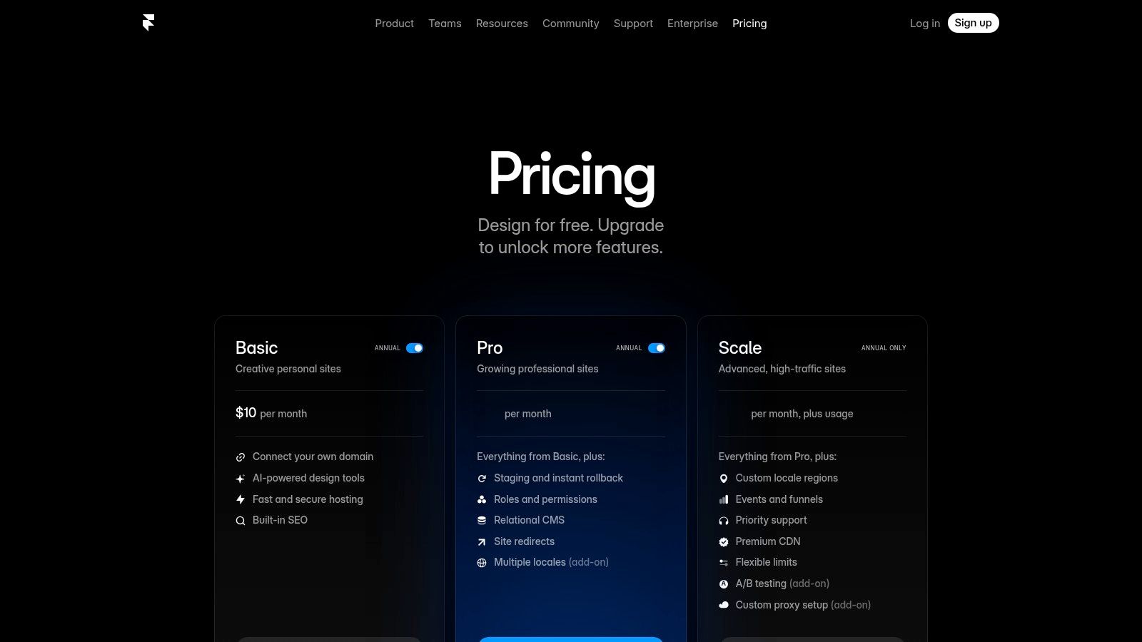 Framer Pricing Plans