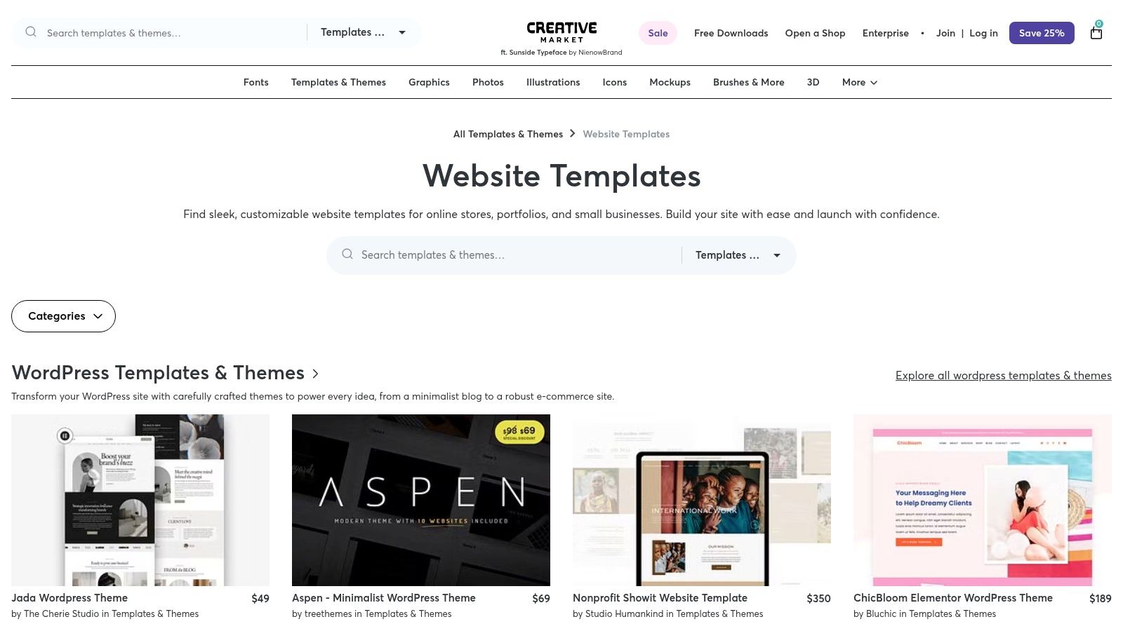 Creative Market (Website Templates)