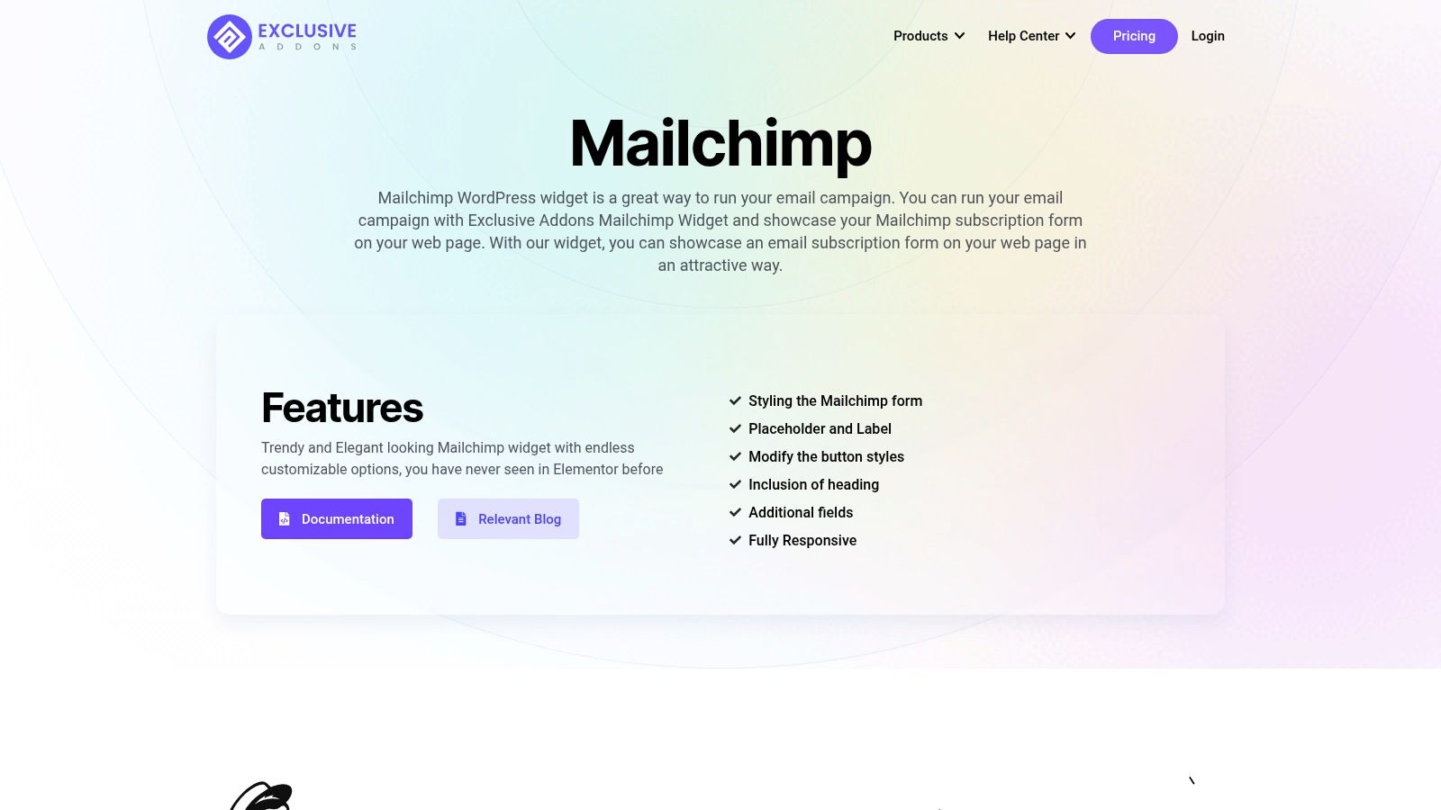 Mailchimp Widget for Elementor Addons – Exclusive Addons