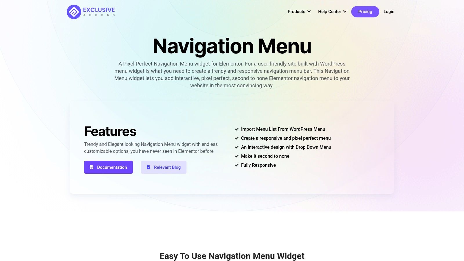 Navigation Menu Widget for Elementor Addons